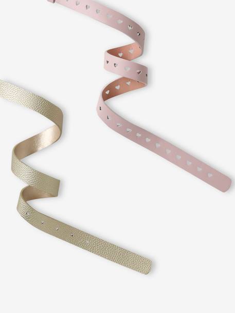Pack of 2 Heart Belts with Openwork for Girls pale pink 