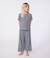 Striped, Short Sleeve Pyjamas for Children, Wide Legs, PETIT BATEAU navy blue 