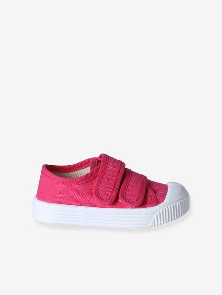 Hook-&-Loop Canvas Trainers for Babies - Made in France fuchsia+rose 