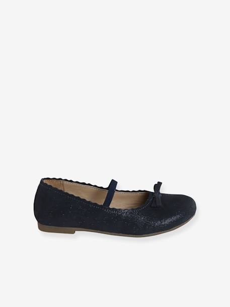 Glittery Leather Ballet Pumps for Girls, Designed for Autonomy 6337+6397 