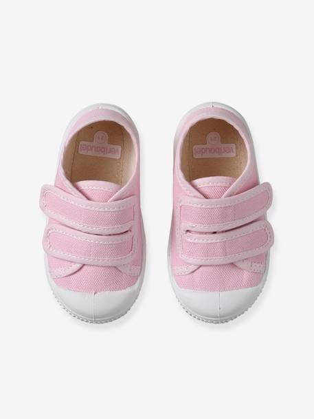 Hook-&-Loop Canvas Trainers for Babies - Made in France fuchsia+rose 