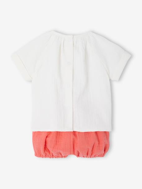 Pack of 2 baby pyjamas shorts fluorescent coral 