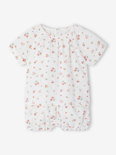 Pack of 2 baby pyjamas shorts fluorescent coral 
