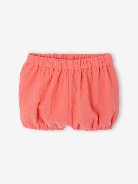 Pack of 2 baby pyjamas shorts fluorescent coral 