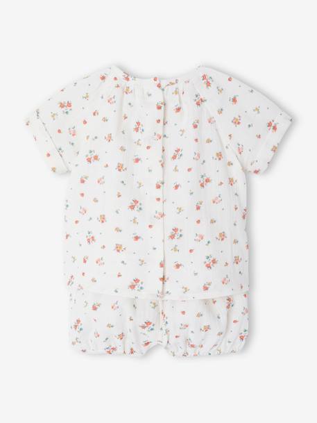 Pack of 2 baby pyjamas shorts fluorescent coral 