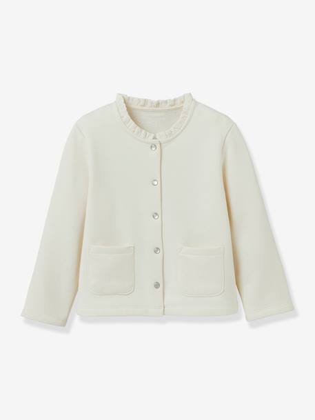 Girl's fleece cardigan - organic cotton - CYRILLUS ecru 
