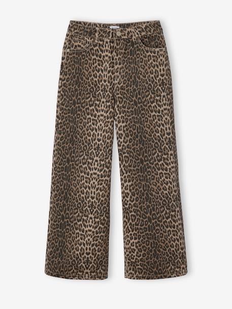 Wide-Leg Leopard Trousers for Girls, JONEN beige 
