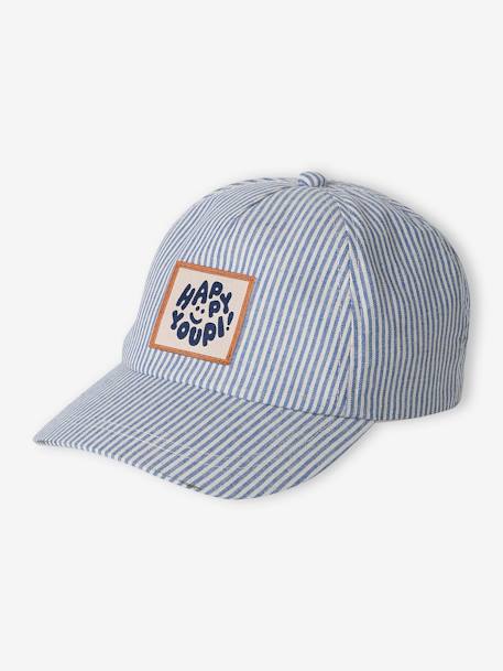 'Happy Youpi' Cap for Babies striped blue 
