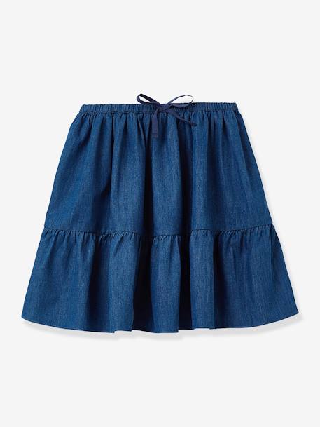 Frilled skirt for girls in light denim CYRILLUS denim blue 