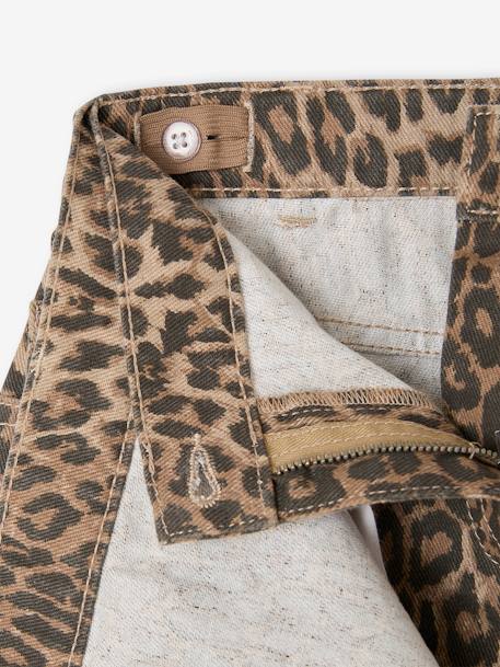 Asymmetrical Leopard Print Mini Skort for Girls, JONEN beige 