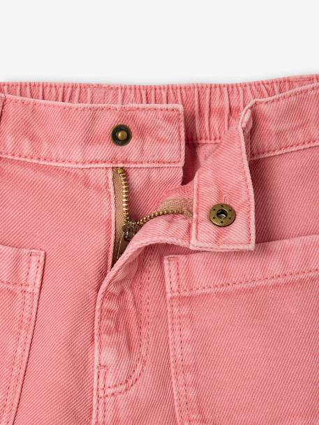 Girls' shorts with patch pockets rose+vanilla 