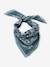 Floral Print Scarf for Girls ecru+grey blue 