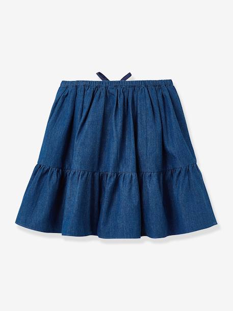 Frilled skirt for girls in light denim CYRILLUS denim blue 