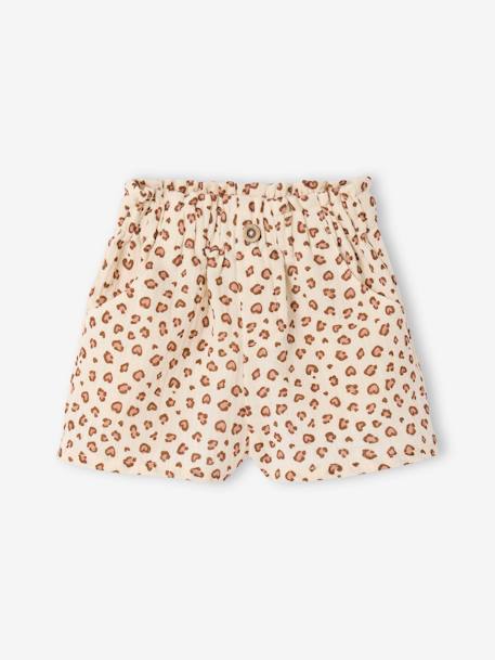Leopard Print Shorts in Cotton Gauze for Babies vanilla 