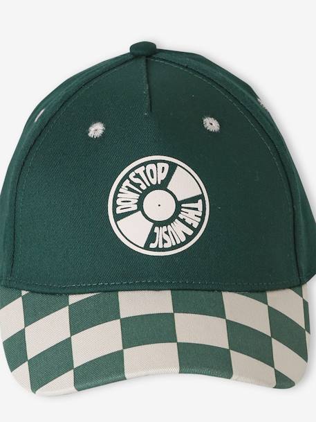 Chequered Cap for Boys aqua green 