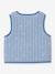Gingham embroidered CYRILLUS girl's sleeveless quilted jacket chequered blue 