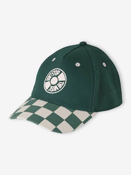 Chequered Cap for Boys aqua green 
