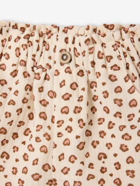 Leopard Print Shorts in Cotton Gauze for Babies vanilla 