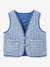 Gingham embroidered CYRILLUS girl's sleeveless quilted jacket chequered blue 