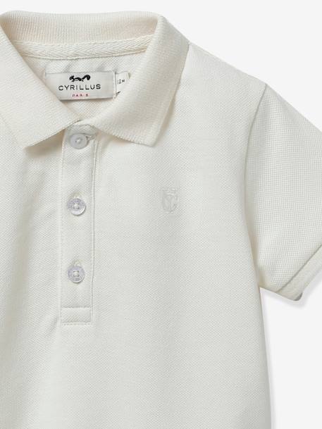 Baby's pique knit polo shirt - Organic cotton CYRILLUS ecru 