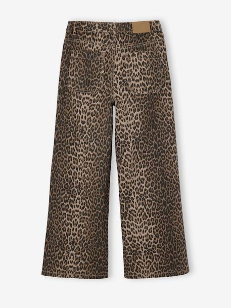 Wide-Leg Leopard Trousers for Girls, JONEN beige 