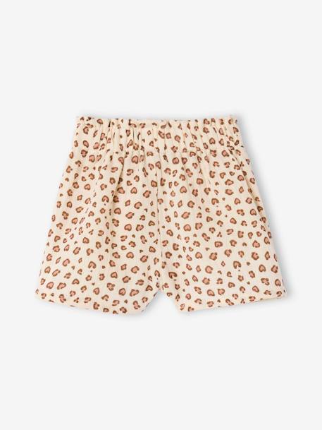 Leopard Print Shorts in Cotton Gauze for Babies vanilla 