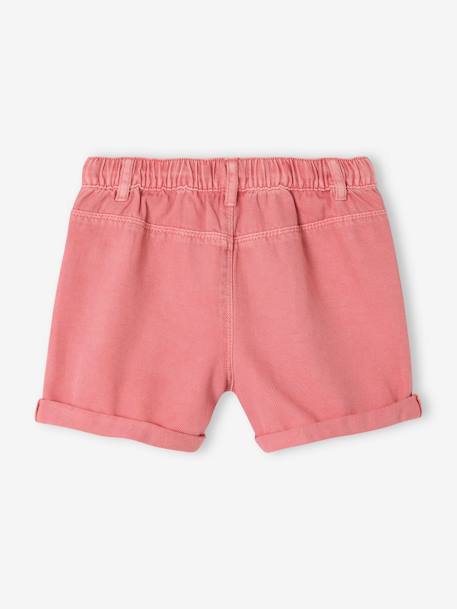 Girls' shorts with patch pockets rose+vanilla 