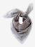 Floral Print Scarf for Girls ecru+grey blue 