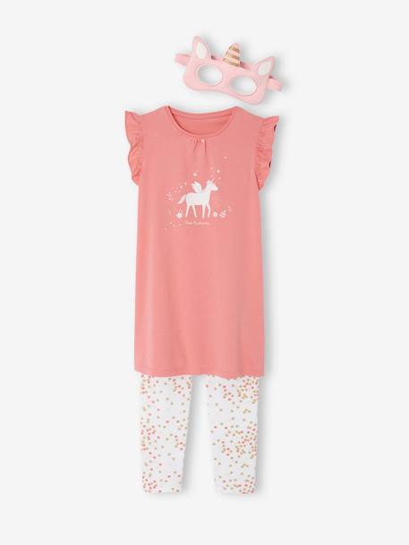 Magical Nightwear Set: Nightdress + Leggings + Mask + Drawstring Bag rose 