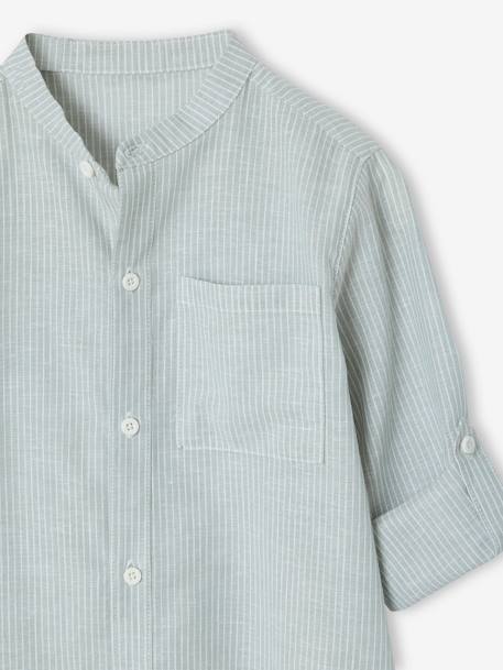 Striped Mao collar shirt for boys striped blue+striped green 