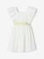 Occasion Wear Dress with Golden Sash for Girls blush+white 