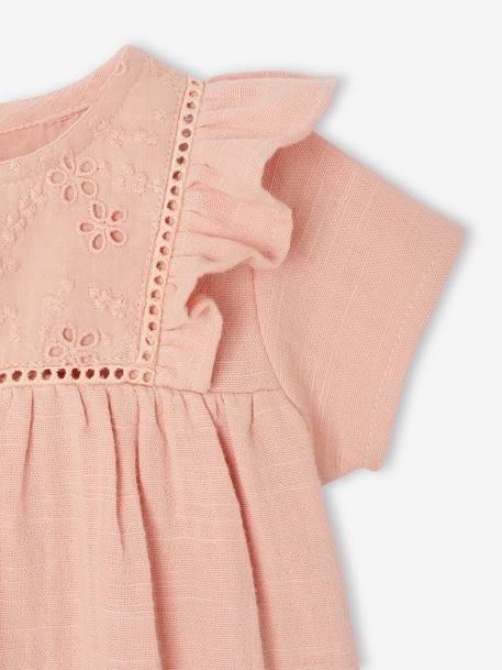 Newborn cotton gauze dress rose 