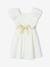 Occasion Wear Dress with Golden Sash for Girls blush+white 
