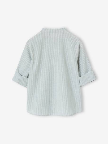 Striped Mao collar shirt for boys striped blue+striped green 