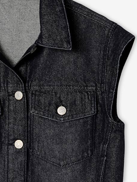 Sleeveless Oversized Denim Jacket for Girls, JONEN denim grey 