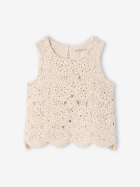 Top + Shorts Set in Macramé for Babies vanilla 