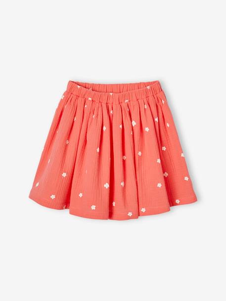 Tie-front blouse and skirt set for girls coral 