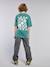 T-Shirt with Front/Back Motif, Faded Effect, JONEN aqua green+ecru 