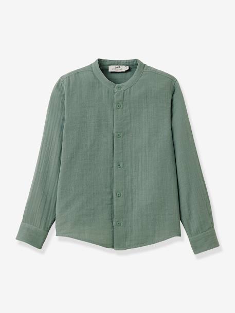 Boy's cotton gauze shirt CYRILLUS aqua green 