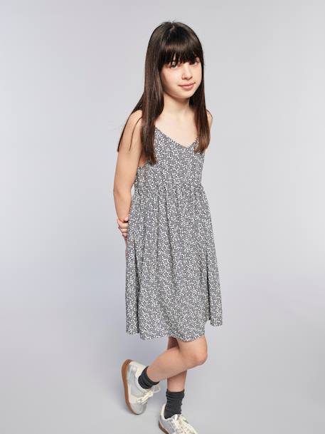 Strappy Floral Print Dress, JONEN printed grey 