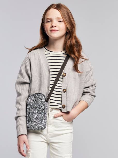 Floral Print Shoulder Bag for Girls printed grey 