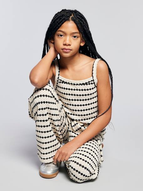 Fancy Knit Strappy Top for Girls, JONEN black+striped black 