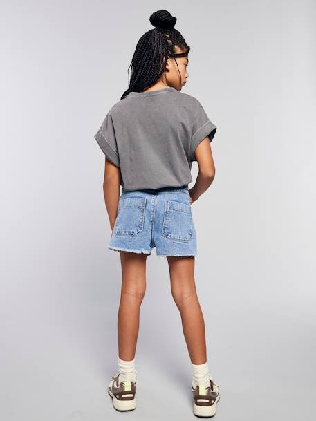 Distressed Denim Shorts for Girls, JONEN medium blue 