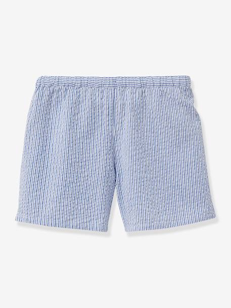 Seersucker skort for girls CYRILLUS striped blue 