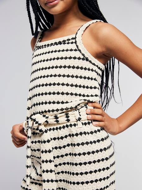 Fancy Knit Strappy Top for Girls, JONEN black+striped black 