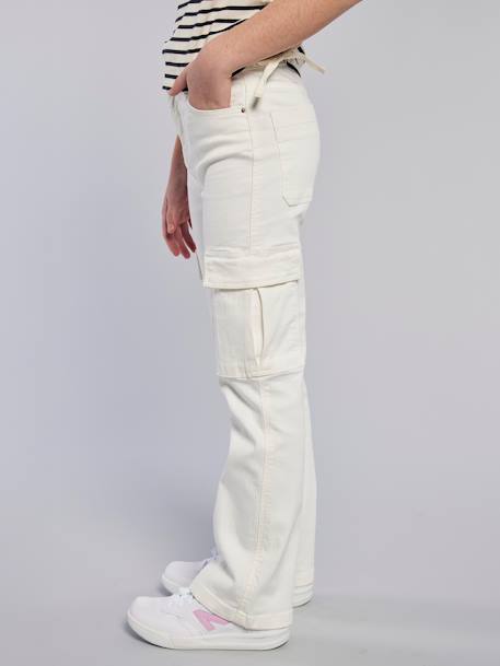 Cargo Trousers for Girls, JONEN anthracite+ecru 