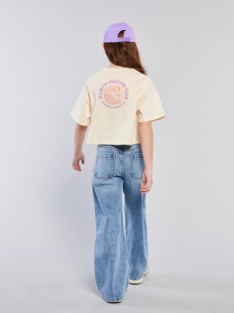Distressed Wide-Leg Jeans for Girls, JONEN light blue+medium blue 