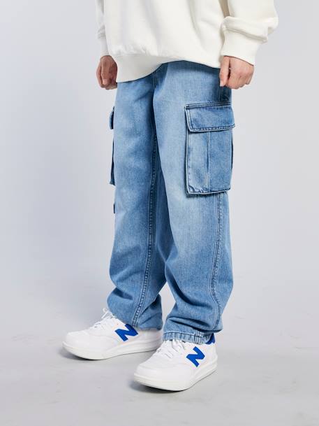 Loose fit denim battle trousers for boys bleached denim+denim grey 