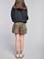 Asymmetrical Leopard Print Mini Skort for Girls, JONEN beige 