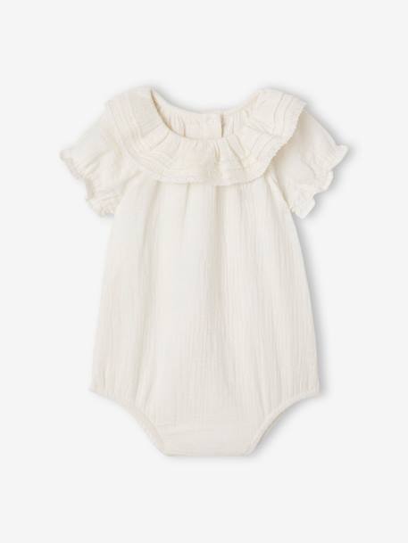 Baby bodysuit with a frilled collar ecru 